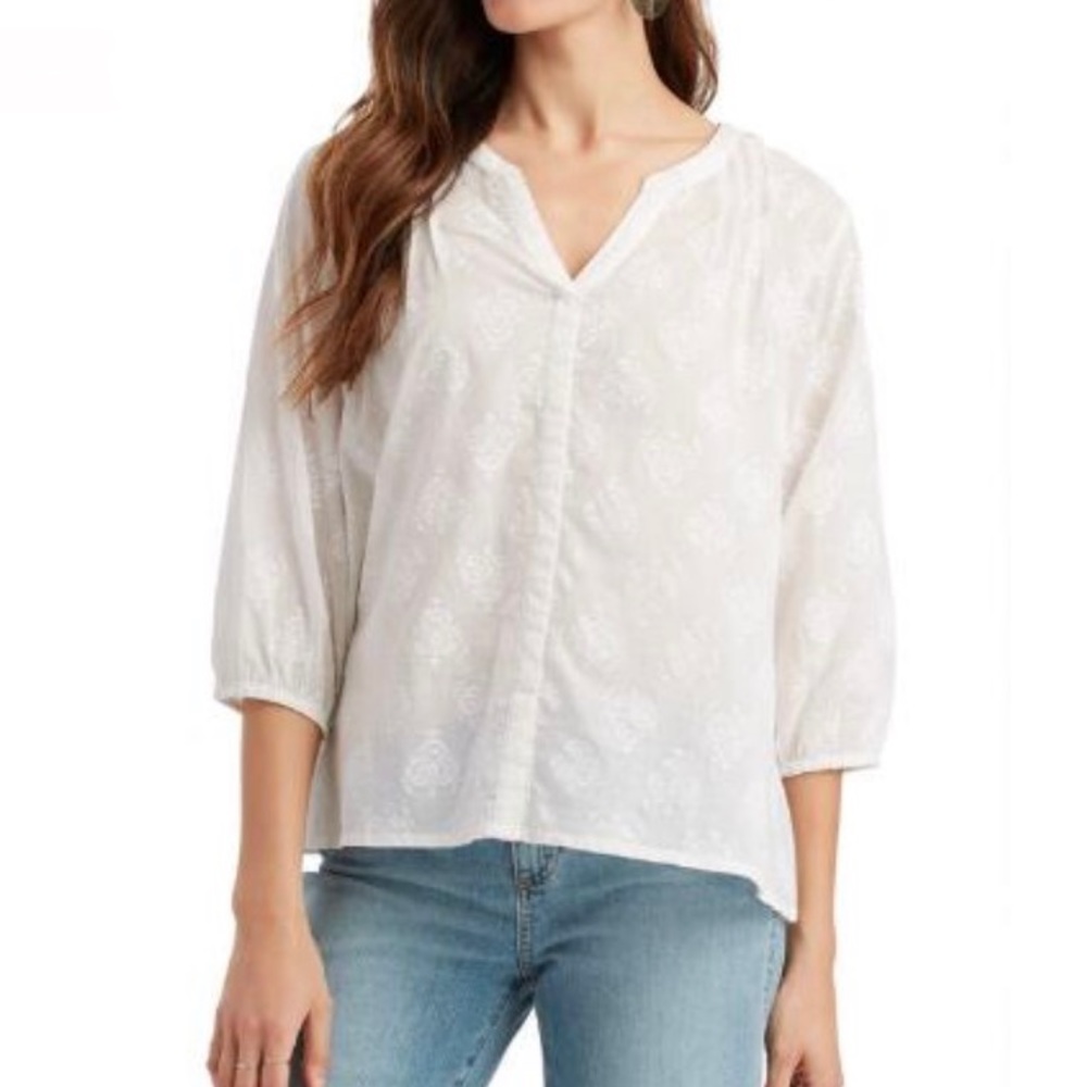 🆕WT! White Bhuti Block Print Bliss Top, Size S/M